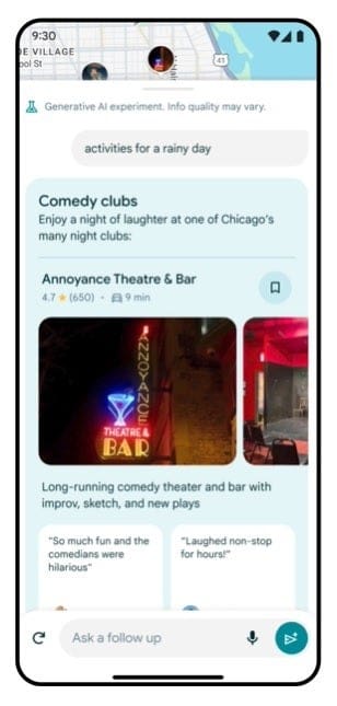 Si le temps se gâte, vous pouvez rapidement trouver des activités appropriées à proximité - Certains utilisateurs américains de Google Maps testeront la nouvelle version de l'application à partir de cette semaine.