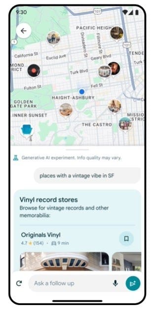 Using AI in Google Maps to find places with a vintage vibe in San Francisco - Certain U.S. Google Maps users will be testing the apps' AI makeover starting this week