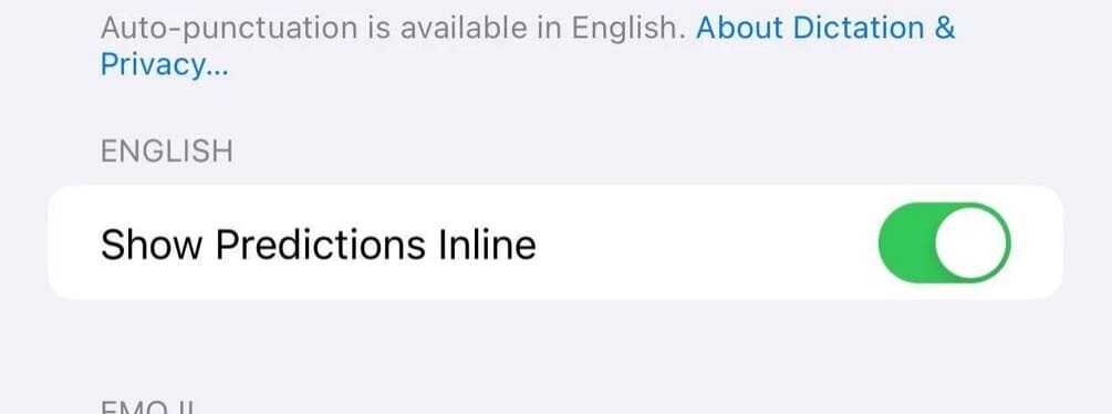 This toggle will appear in iOS 17.2 to allow users to disable inline text predictions but keep predictive text - iOS 17.2 will bring a useful new toggle to the iPhone's virtual QWERTY
